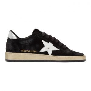 Golden Goose Black and Silver Suede Ball Star Sneakers (G35MS592.Z4)