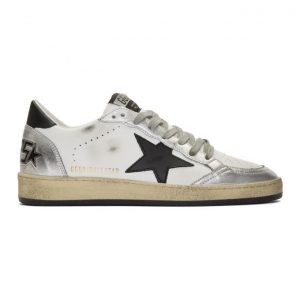 Golden Goose White and Silver Ball Star Sneakers (G35MS592.Z5)