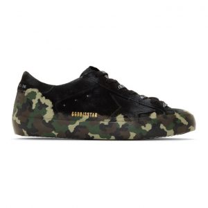 Golden Goose Black Camo Suede Superstar Sneakers (G35MS590.Q87)