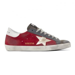 Golden Goose Red and Grey Suede Superstar Sneakers (G35MS590.Q54)