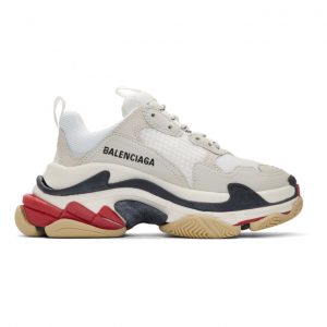 Balenciaga White and Grey Triple S Sneakers (524037-W09E1)