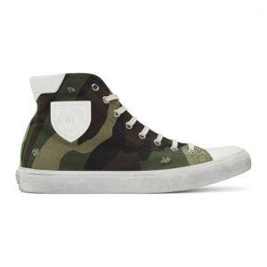 Saint Laurent Khaki Camouflage Print Bedford Sneakers (5882751IR10)
