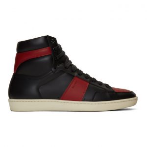 Saint Laurent Black and Red Court Classic SL/10H Sneakers (4180260MP30)