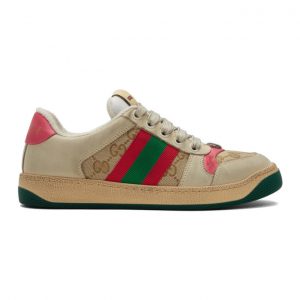 Gucci White and Pink GG Screener Sneakers (570443 9Y920)