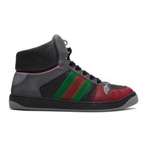Gucci Black and Red Screener Sneakers (563485 02J50)