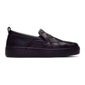 Bottega Veneta Black Maxi Intrecciato Sneakers (578303 VBPG1)