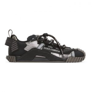 Dolce and Gabbana Silver and Black NS1 Sneakers (CS1770 AX393)