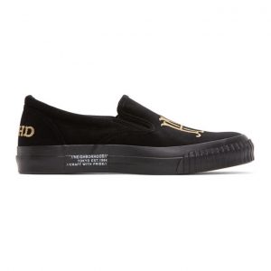 Neighborhood Black Logo Slip-On Sneakers (201MSNH-FW01)