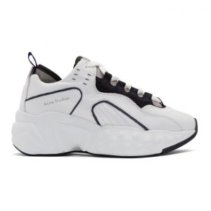 Acne Studios White and Navy Manhattan Sneakers (1EZ173)