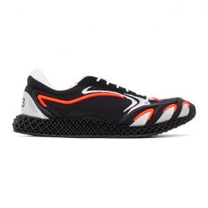 Y-3 Black and Orange Runner 4D Sneakers (FU9208)