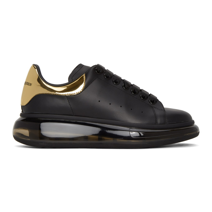 Alexander McQueen Black and Gold Clear Sole Oversized Sneakers (610812WHX9X)