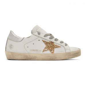 Golden Goose SSENSE Exclusive White Glitter Superstar Sneakers (F36WS590.G62)