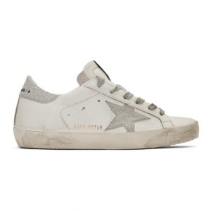 Golden Goose SSENSE Exclusive White and Silver Glitter Superstar Sneakers (F36WS590.E51)