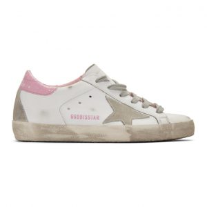 Golden Goose SSENSE Exclusive White and Pink Cracked Superstar Sneakers (F36WS590.M52)