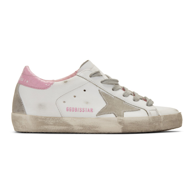 Golden Goose SSENSE Exclusive White and Pink Cracked Superstar Sneakers (F36WS590.M52)