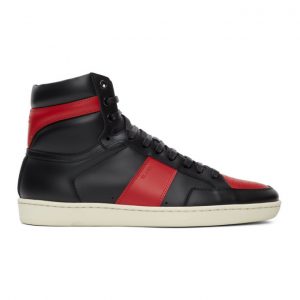 Saint Laurent Black and Red Court Classic SL/10H High-Top Sneakers (418026 0MP30)