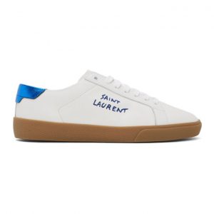 Saint Laurent White and Blue Court Classic Sneakers (6106850ZS70)