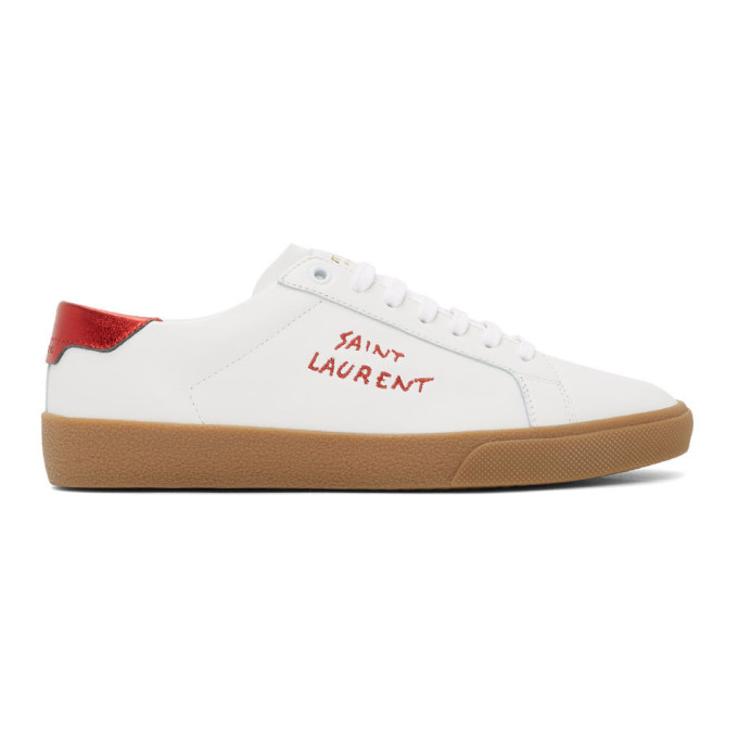 Saint Laurent White and Red Signa Sneakers (6106850Z S7)