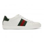 Gucci White and Green Croc Ace Sneakers (387993 A3830)