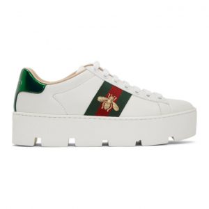 Gucci White Ace Platform Sneakers (577573 DOPE0)