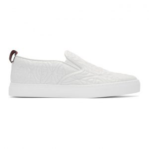 Gucci White G Rhombus Slip-On Sneakers (598868 0R0B0)