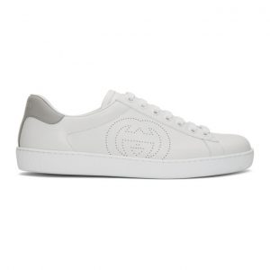 Gucci White and Grey Interlocking G New Ace Sneakers (599147 AYO70)