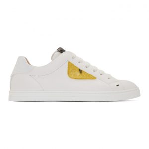 Fendi White Leather Bag Bugs Sneakers (7E1108 A1GN)