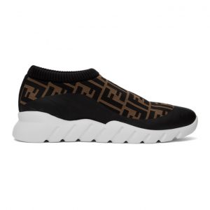 Fendi Brown and Black Forever Fendi Slip-On Sneakers (7E1254 A7MN)