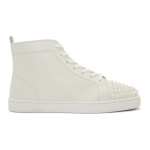 Christian Louboutin White Lou Spikes High-Top Sneakers (1151061)