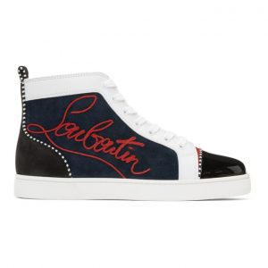 Christian Louboutin Navy Louis Flat Pat High-Top Sneakers (1200894)