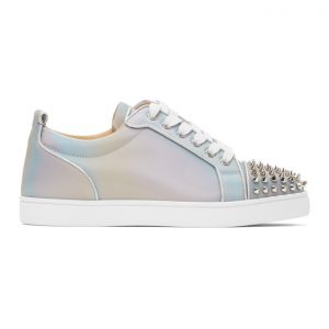 Christian Louboutin Grey Louis Junior Spikes Orlato Flat Sneakers (1201088)