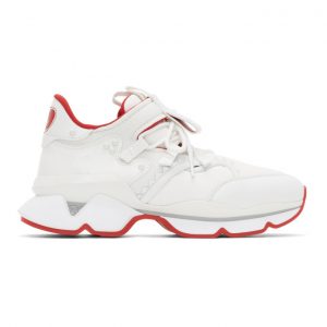 Christian Louboutin White and Red Runner Flat Sneakers (1200998)