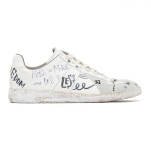 Maison Margiela White Written Graffiti Vintage Replica Sneakers (S57WS0355 P3568)