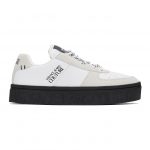 Versace Jeans Couture Black and White Platform Low-Top Sneakers (EE0YZASD5 E71601)