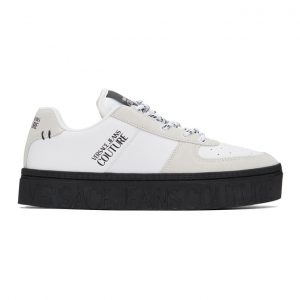 Versace Jeans Couture Black and White Platform Low-Top Sneakers (EE0YZASD5 E71601)