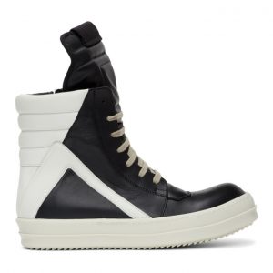 Rick Owens Black and White Geobasket Sneakers (RU20F3894 LPO)