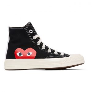Comme des Garcons Play Black Converse Edition Half Heart Chuck 70 High Sneakers (K112)