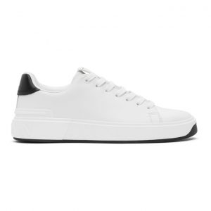 Balmain White and Black Leather B-Court Sneakers (UM1C226LAMC)