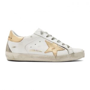 Golden Goose White and Gold Superstar Sneakers (GWF00102.F000662)