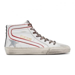 Golden Goose White and Red Slide High-Top Sneakers (GMF00115.F000594.8018)