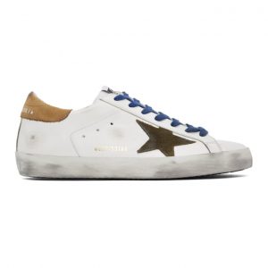Golden Goose White and Khaki Superstar Sneakers (GMF00101.F000368.1028)