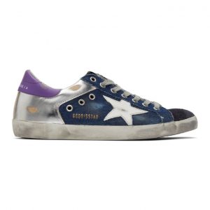 Golden Goose Blue and Silver Denim Superstar Sneakers (GMF00103.F000367.8033)
