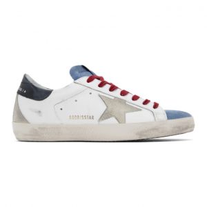 Golden Goose White and Blue Superstar Sneakers (GMF00102.F000366.8032)