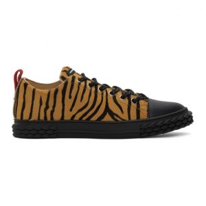 Giuseppe Zanotti Black and Beige Zebra Blabber Sneakers (RU00052-86865)