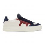 Salvatore Ferragamo White and Blue Giancini Sneakers (02C613 0736145)