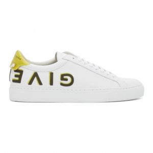 Givenchy White and Yellow Reverse Logo Urban Street Sneakers (BH001DH0Q5)