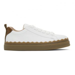 Chloe White and Brown Lauren Sneakers (CHC20U108M1)