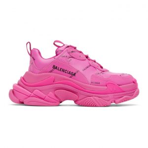 Balenciaga Pink Allover Logo Triple S Sneakers (524039-W2FA1)