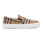 Burberry Beige Check Bio-Based Sole Latticed Slip-On Sneakers (8031506)