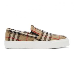 Burberry Beige Check Bio-Based Sole Latticed Slip-On Sneakers (8031506)